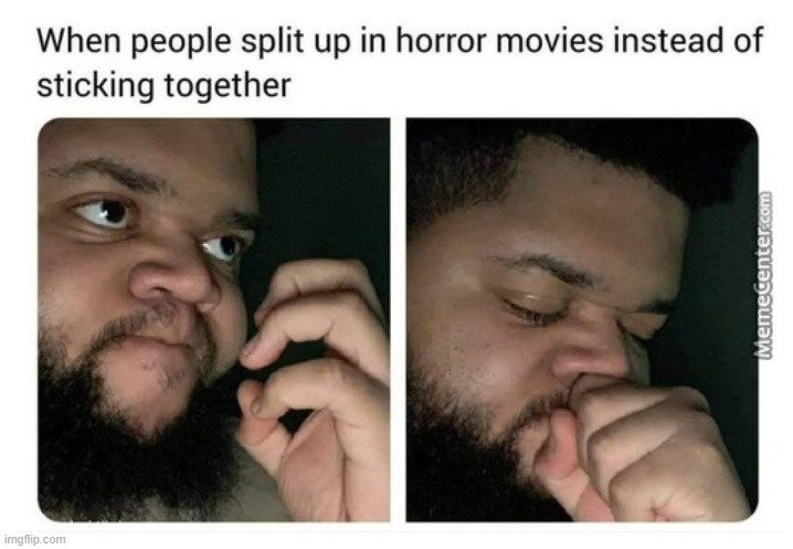They need smarter characters. | image tagged in horror movie | made w/ Imgflip meme maker