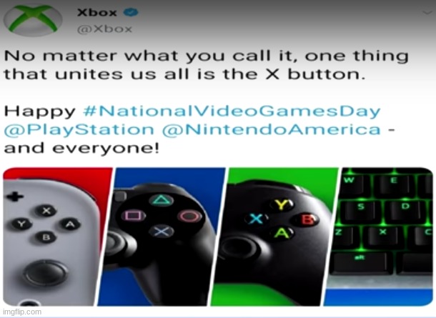 We may have our differences, but we are all connected by X | image tagged in controller,xbox,playstation,nintendo,pc,x | made w/ Imgflip meme maker