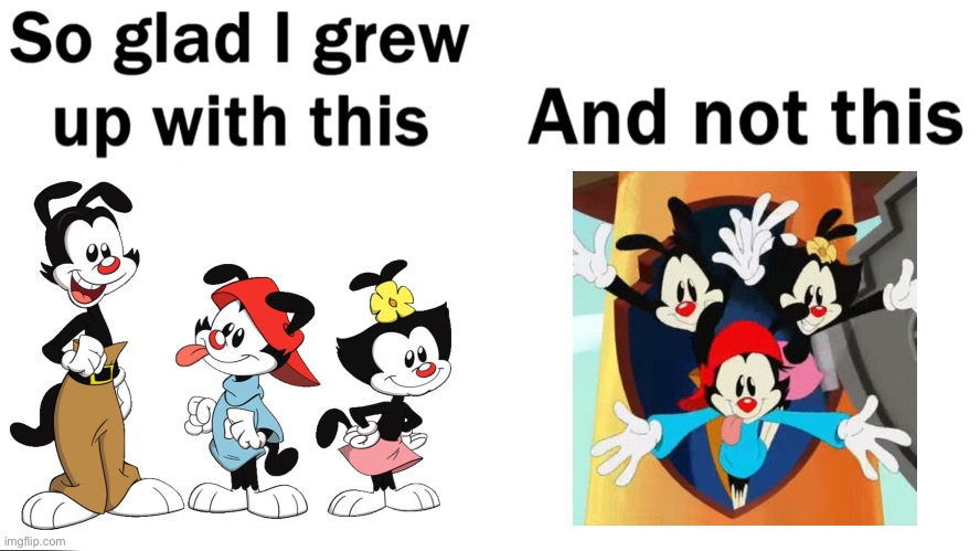 As much as I like the reboot, I still prefer the original over it. | image tagged in so glad i grew up with this,animaniacs,classic,better,reboot | made w/ Imgflip meme maker