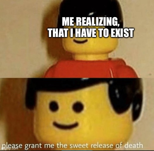 Sweet Release | ME REALIZING, THAT I HAVE TO EXIST | image tagged in sweet release | made w/ Imgflip meme maker