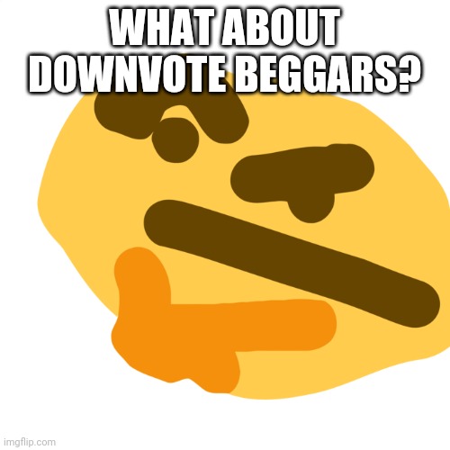 Thinking face | WHAT ABOUT DOWNVOTE BEGGARS? | image tagged in thinking face | made w/ Imgflip meme maker