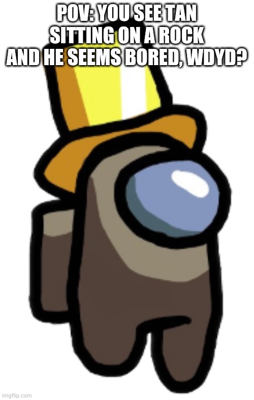 Yes, I have my golden toppat | POV: YOU SEE TAN SITTING ON A ROCK AND HE SEEMS BORED, WDYD? | image tagged in toppat tan | made w/ Imgflip meme maker