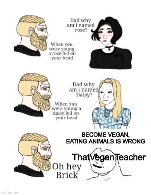 That Vegan Teacher in a Nutshell | BECOME VEGAN, EATING ANIMALS IS WRONG; ThatVeganTeacher | image tagged in vegan,tik tok | made w/ Imgflip meme maker
