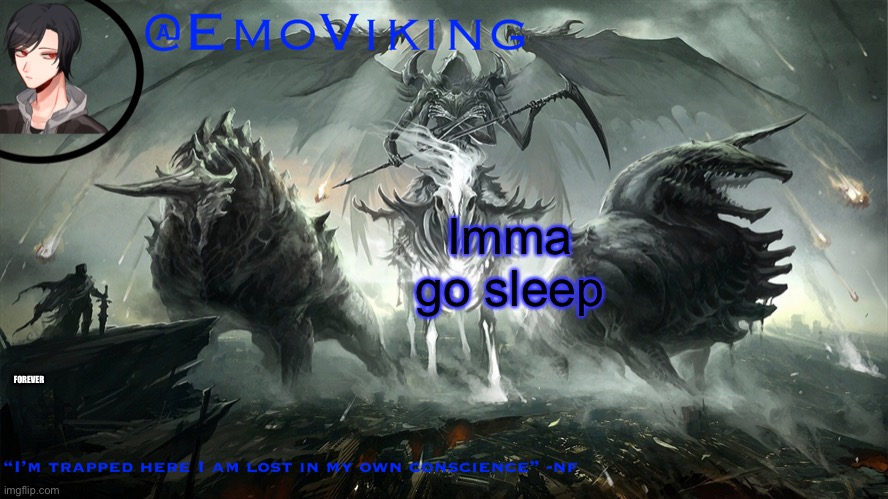 EmoViking has a thing to say | Imma go sleep; FOREVER | image tagged in emoviking has a thing to say | made w/ Imgflip meme maker
