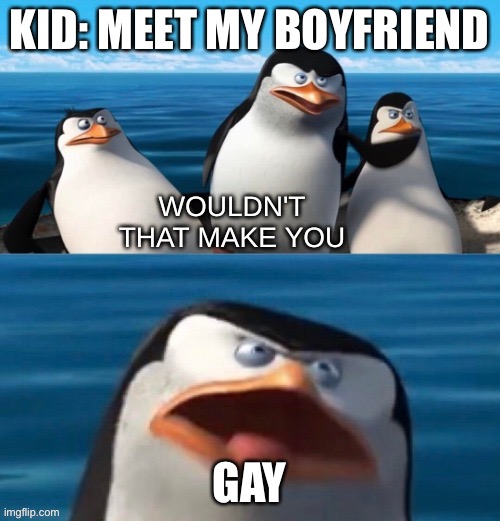 Gay | KID: MEET MY BOYFRIEND; GAY | image tagged in wouldn't that make you blank | made w/ Imgflip meme maker