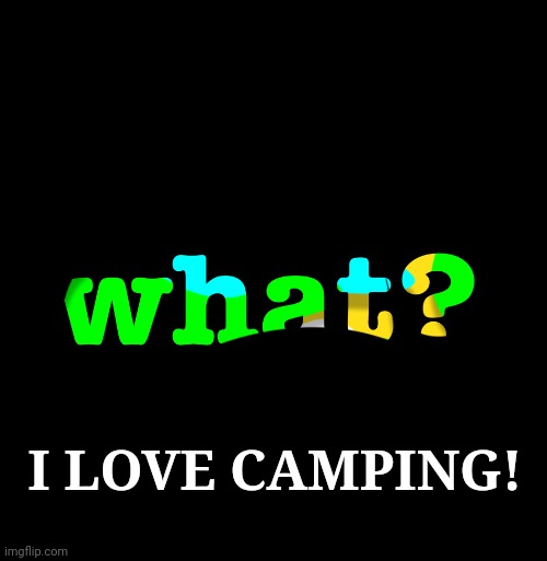 what | I LOVE CAMPING! | image tagged in what | made w/ Imgflip meme maker