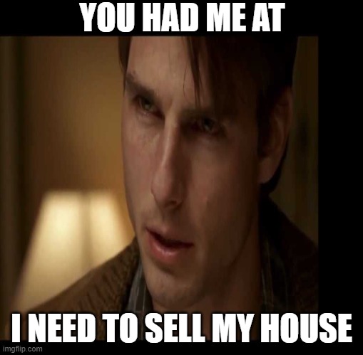You had me at i need to sell my house | YOU HAD ME AT; I NEED TO SELL MY HOUSE | image tagged in house | made w/ Imgflip meme maker