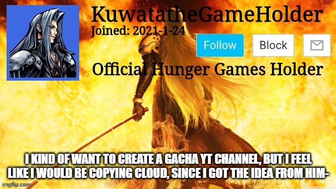 So is it ok? | I KIND OF WANT TO CREATE A GACHA YT CHANNEL, BUT I FEEL LIKE I WOULD BE COPYING CLOUD, SINCE I GOT THE IDEA FROM HIM- | made w/ Imgflip meme maker