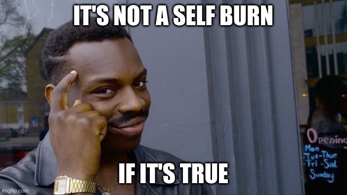 Roll Safe Think About It Meme | IT'S NOT A SELF BURN IF IT'S TRUE | image tagged in memes,roll safe think about it | made w/ Imgflip meme maker