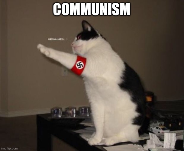 Nazi salute cat | COMMUNISM | image tagged in nazi salute cat | made w/ Imgflip meme maker