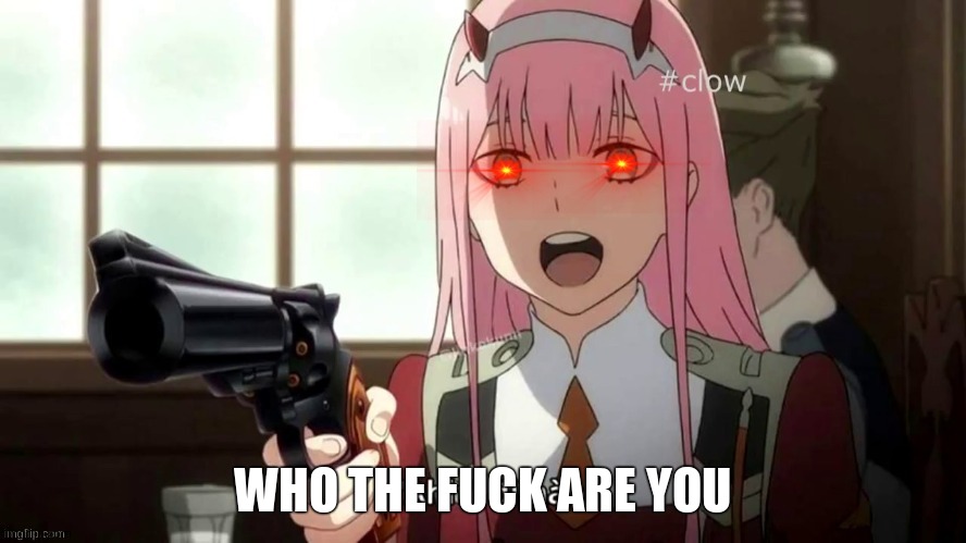 Triggered Zero Two | WHO THE FUCK ARE YOU | image tagged in triggered zero two | made w/ Imgflip meme maker