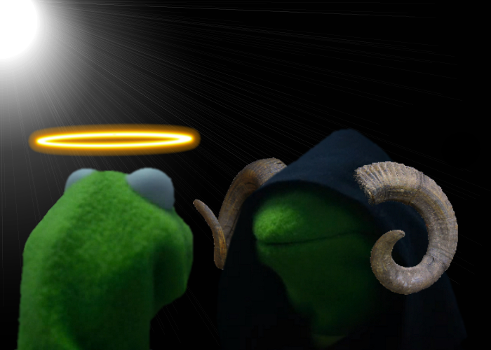 Real Good Kermit & Real Evil Kermit Blank Meme Template