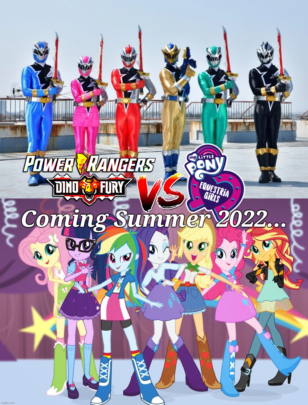 Power Rangers Dino Fury vs My Little Pony Equestria Girls Movie Poster | Coming Summer 2022... | image tagged in power rangers,my little pony,crossover,memes | made w/ Imgflip meme maker