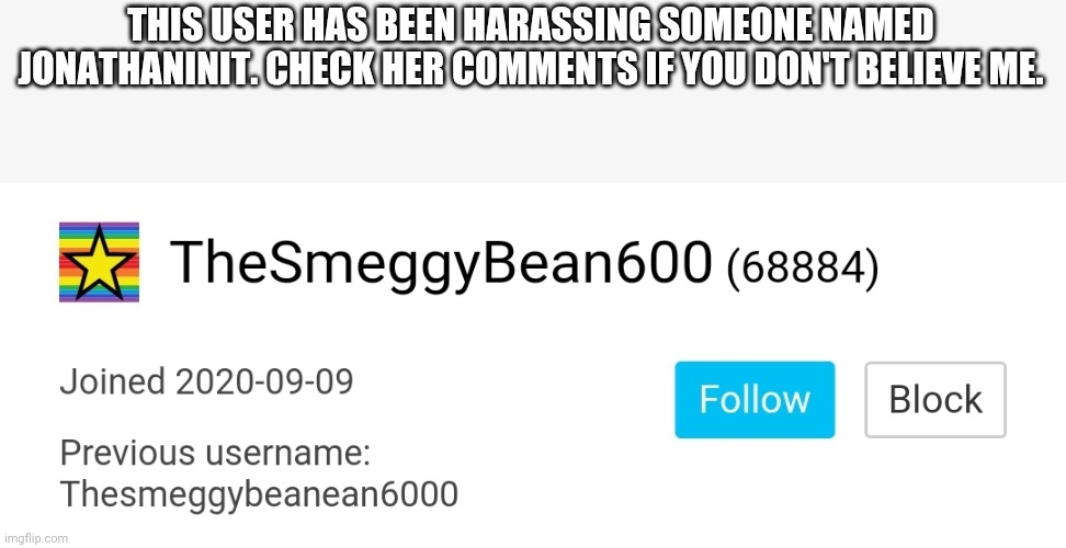 Harassing a 14 year old? Disgusting | THIS USER HAS BEEN HARASSING SOMEONE NAMED JONATHANINIT. CHECK HER COMMENTS IF YOU DON'T BELIEVE ME. | image tagged in stop | made w/ Imgflip meme maker