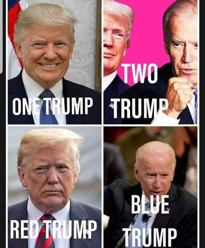 1 trump 2 trump red Trump blue Trump Blank Meme Template