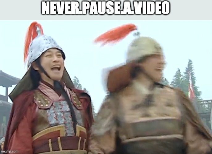 WTF have I done | NEVER.PAUSE.A.VIDEO | image tagged in never pause a film | made w/ Imgflip meme maker