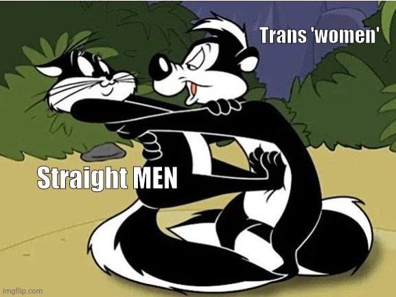 Cancel cult | Trans 'women'; Straight MEN | image tagged in pepe le pew | made w/ Imgflip meme maker