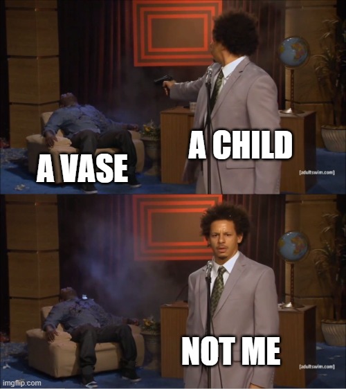 Has this ever happened to you | A CHILD; A VASE; NOT ME | image tagged in memes,who killed hannibal | made w/ Imgflip meme maker