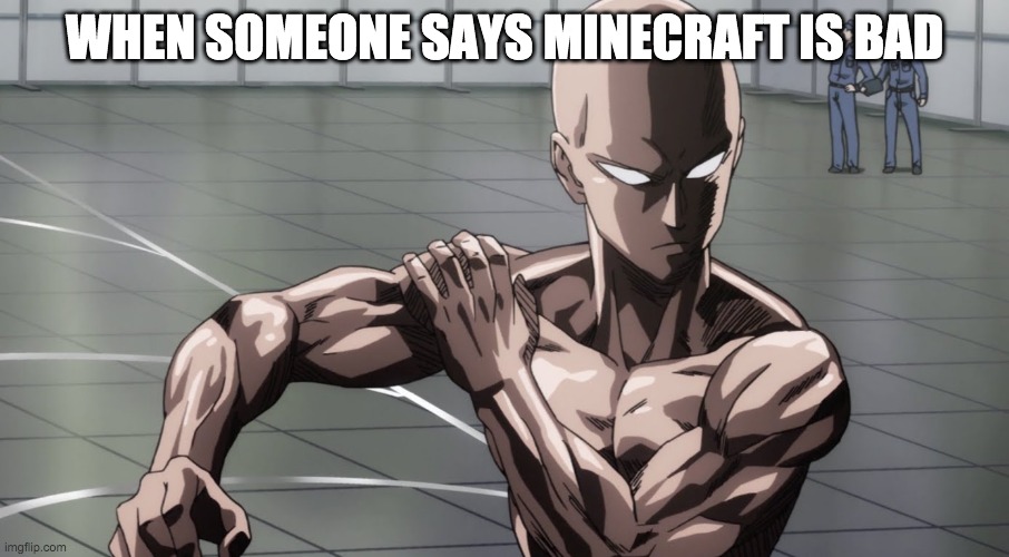 Saitama - One Punch Man, Anime | WHEN SOMEONE SAYS MINECRAFT IS BAD | image tagged in saitama - one punch man anime | made w/ Imgflip meme maker