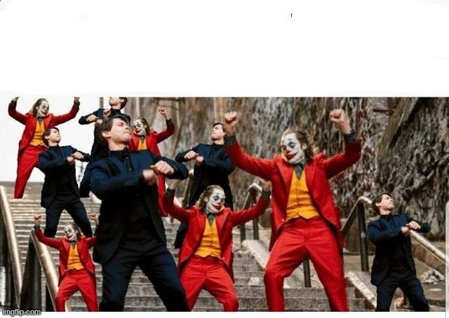 Many jokers and peters dancing | image tagged in many jokers and peters dancing | made w/ Imgflip meme maker