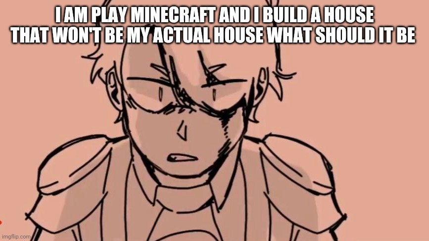 Tommy | I AM PLAY MINECRAFT AND I BUILD A HOUSE THAT WON'T BE MY ACTUAL HOUSE WHAT SHOULD IT BE | image tagged in tommy | made w/ Imgflip meme maker