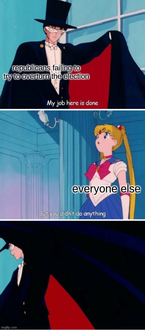 Sailor moon | republicans failing to try to overturn the election; everyone else | image tagged in republicans,dumb,election 2020 | made w/ Imgflip meme maker
