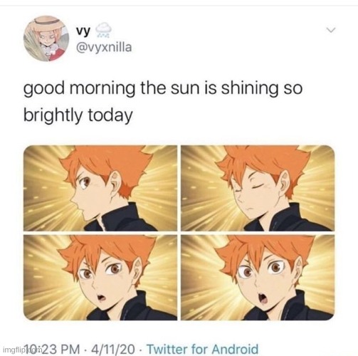 Hinata now a sun-god.. so be blessed. | made w/ Imgflip meme maker