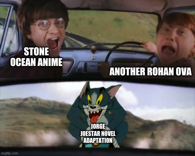 Harry Potter Train | STONE OCEAN ANIME; ANOTHER ROHAN OVA; JORGE JOESTAR NOVEL ADAPTATION | image tagged in harry potter train,jojo's bizarre adventure,jojo meme | made w/ Imgflip meme maker