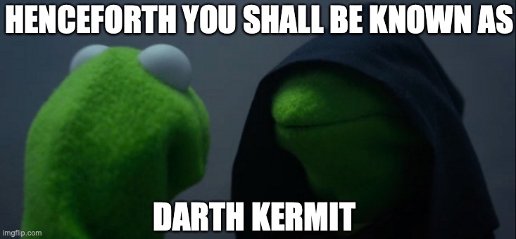 YOU WERE THE CHOSEN ONE | HENCEFORTH YOU SHALL BE KNOWN AS; DARTH KERMIT | image tagged in memes,evil kermit | made w/ Imgflip meme maker