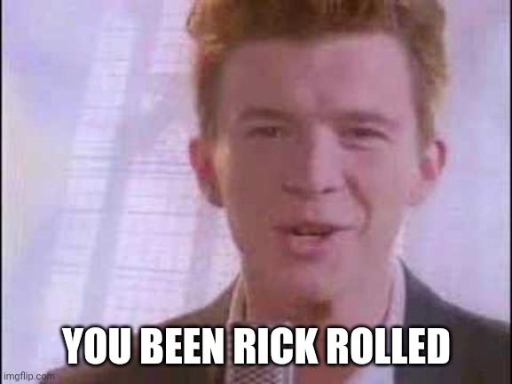 rick roll | YOU BEEN RICK ROLLED | image tagged in rick roll | made w/ Imgflip meme maker