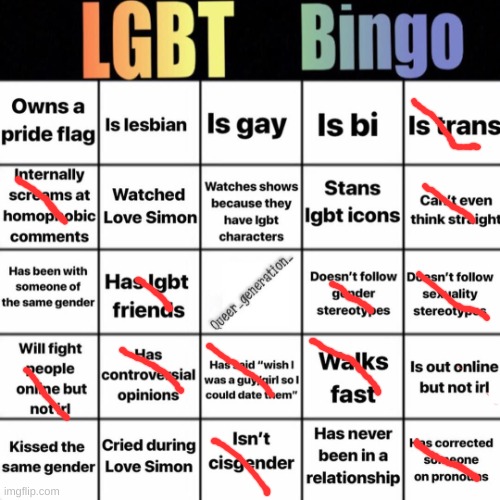 LGBTQ bingo | image tagged in lgbtq bingo | made w/ Imgflip meme maker