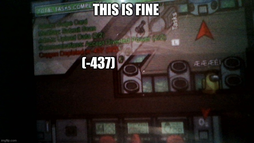 sos | THIS IS FINE; (-437) | image tagged in amogus,sos | made w/ Imgflip meme maker