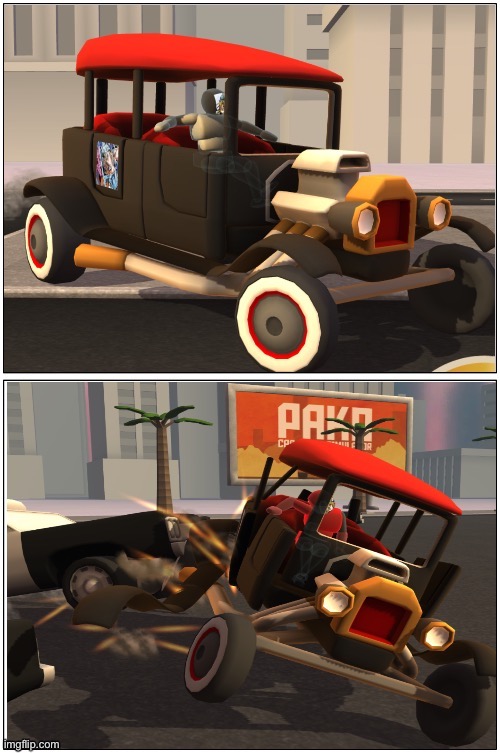 High Quality Turbo dismount destroyed car Blank Meme Template