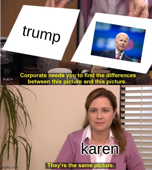 They're The Same Picture | trump; karen | image tagged in memes,they're the same picture | made w/ Imgflip meme maker