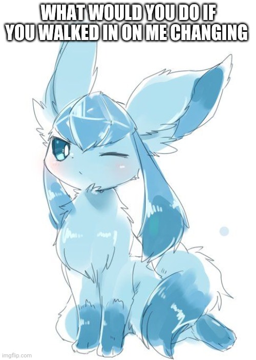 Glaceon wink | WHAT WOULD YOU DO IF YOU WALKED IN ON ME CHANGING | image tagged in glaceon wink | made w/ Imgflip meme maker