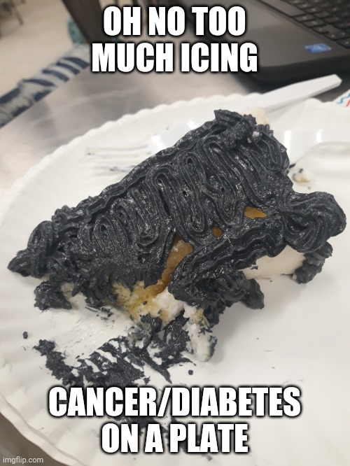 OH NO TOO MUCH ICING; CANCER/DIABETES ON A PLATE | image tagged in whoops,cancer | made w/ Imgflip meme maker