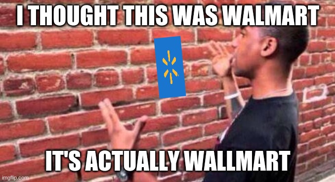 Brick Wall | I THOUGHT THIS WAS WALMART; IT'S ACTUALLY WALLMART | image tagged in brick wall | made w/ Imgflip meme maker