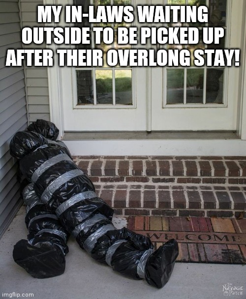 MY IN-LAWS WAITING OUTSIDE TO BE PICKED UP AFTER THEIR OVERLONG STAY! | image tagged in lol | made w/ Imgflip meme maker