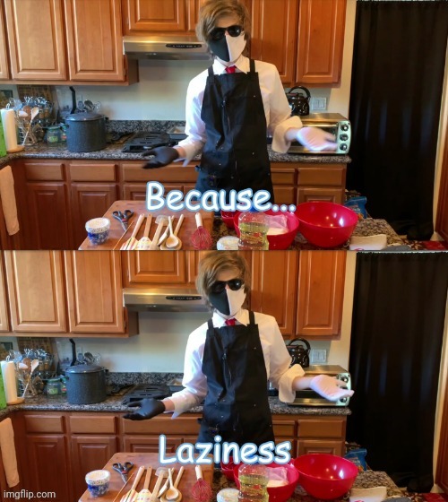 Because... Laziness | image tagged in because laziness | made w/ Imgflip meme maker