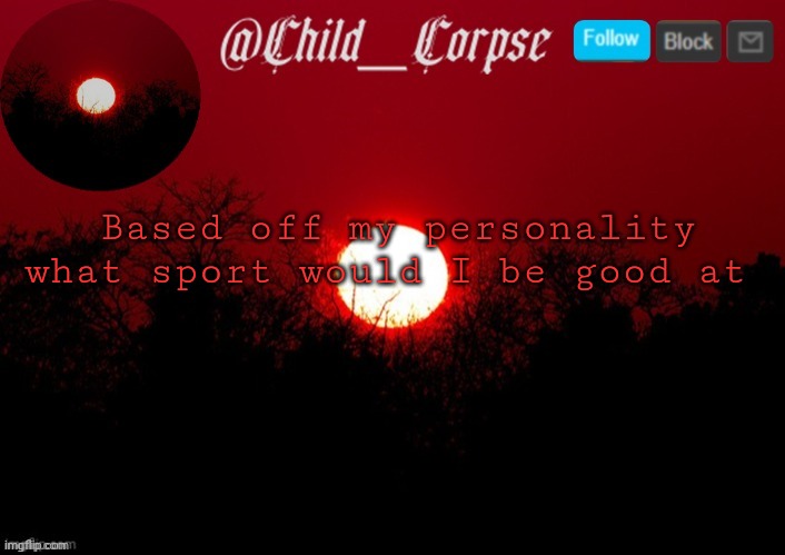 T | Based off my personality what sport would I be good at | image tagged in t | made w/ Imgflip meme maker