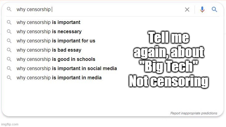 Censorship | Tell me again, about "Big Tech" Not censoring | image tagged in google search,censorship | made w/ Imgflip meme maker