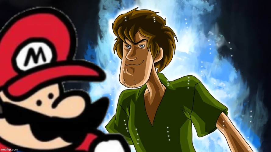 Mario joins forces with shaggy | image tagged in mario,shaggy,ultra instinct shaggy | made w/ Imgflip meme maker