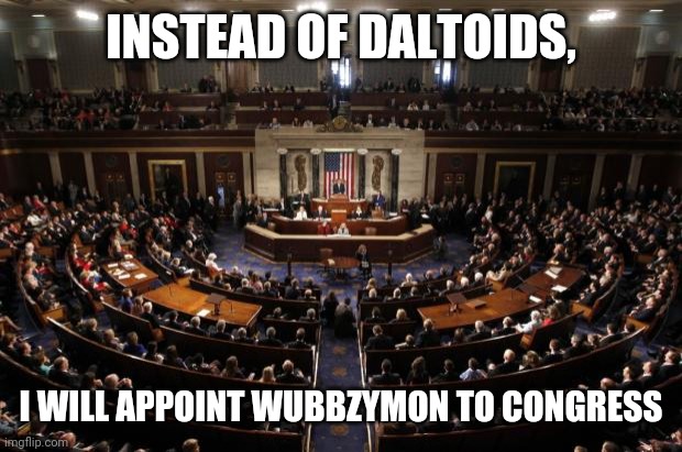 congress | INSTEAD OF DALTOIDS, I WILL APPOINT WUBBZYMON TO CONGRESS | image tagged in congress | made w/ Imgflip meme maker