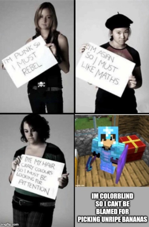 dont blame the colorblind (hope this is somewhere in memenade's channel) | made w/ Imgflip meme maker