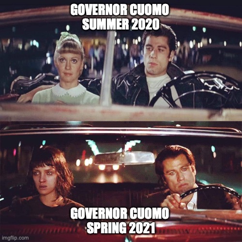 Cuomo | GOVERNOR CUOMO 
SUMMER 2020; GOVERNOR CUOMO 
SPRING 2021 | image tagged in on the way to-on the way back | made w/ Imgflip meme maker