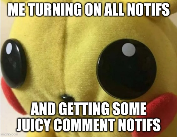 Bro i cant stop laughing this is halarious | ME TURNING ON ALL NOTIFS; AND GETTING SOME JUICY COMMENT NOTIFS | image tagged in pikachu holding laugh | made w/ Imgflip meme maker