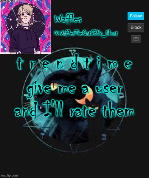. | t r e n d t i m e; give me a user and I'll rate them | image tagged in never gonna give you up,never gonna let you down,never gonna run around,and desert you | made w/ Imgflip meme maker