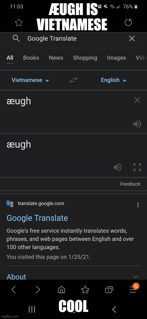 ÆUGH IS VIETNAMESE; COOL | made w/ Imgflip meme maker