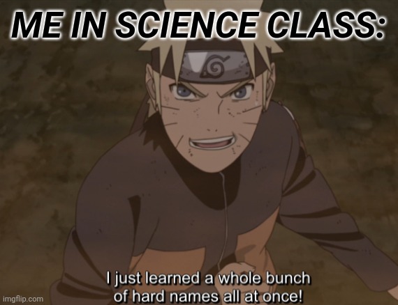 Anyone else? | ME IN SCIENCE CLASS: | image tagged in anime,naruto shippuden,naruto,naruto joke,anime meme | made w/ Imgflip meme maker