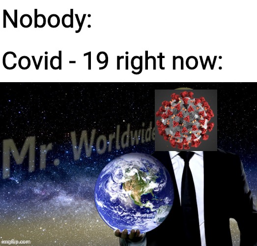 this is true btw | Nobody:; Covid - 19 right now: | image tagged in mr worldwide | made w/ Imgflip meme maker